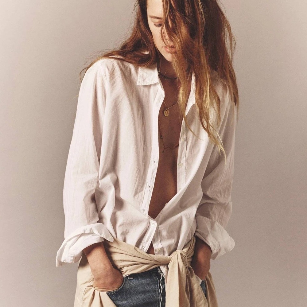 Xirena White Beau Shirt Cotton Button Down Classic Capsule Wardrobe Size XS
